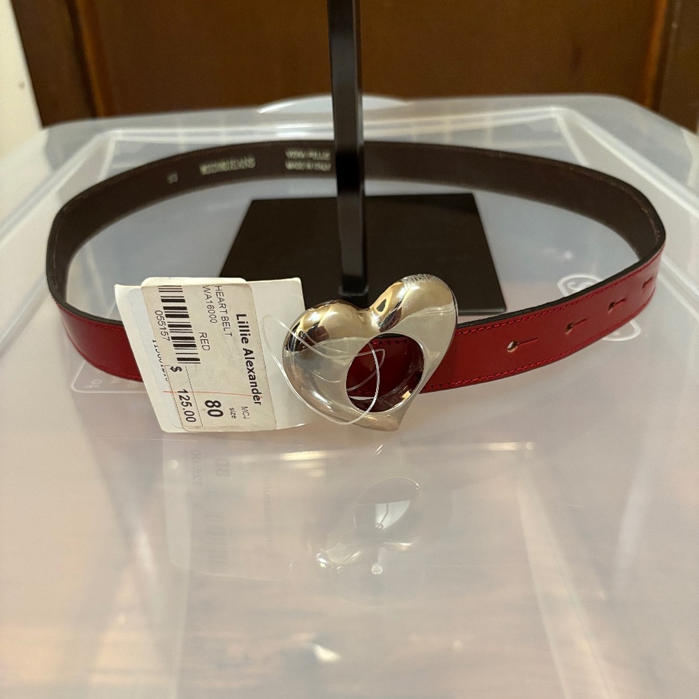 Moschino Jeans Red Leather Belt, NWT